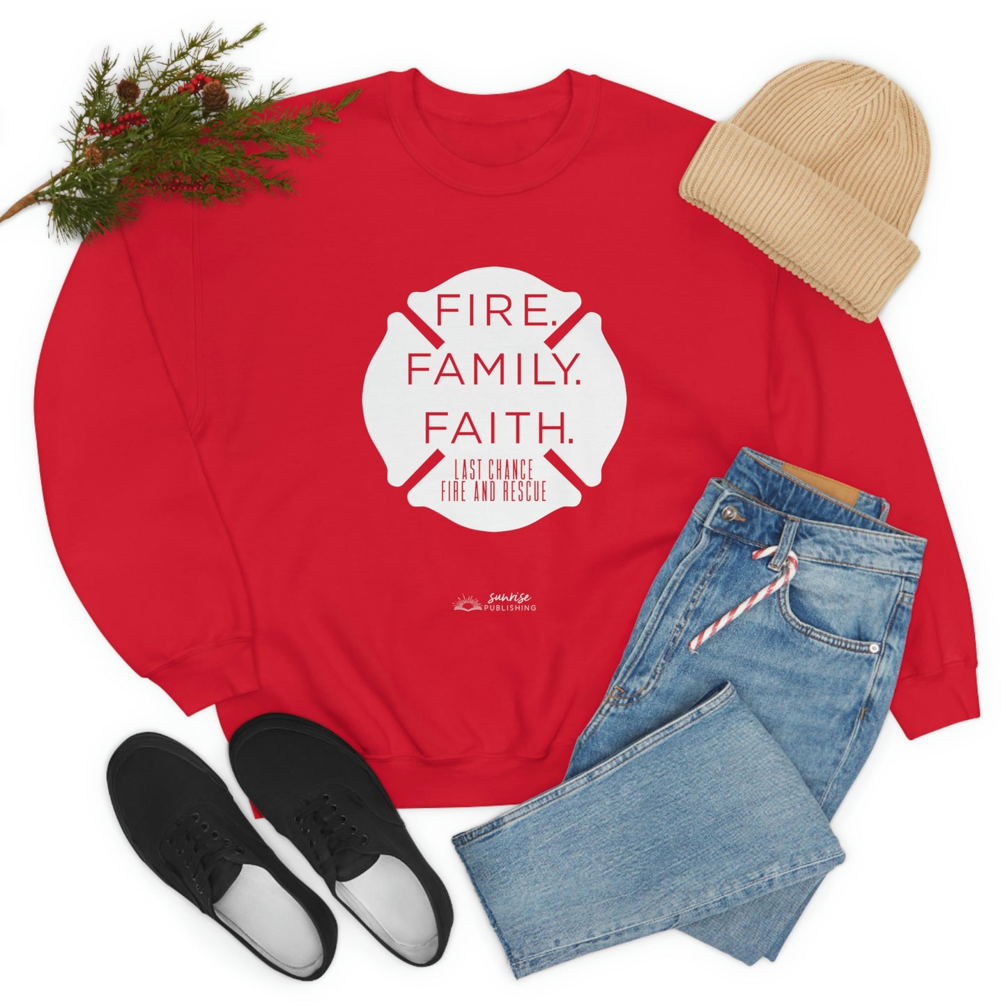 "Fire. Family. Faith." - Unisex Heavy Blend™ Crewneck Sweatshirt