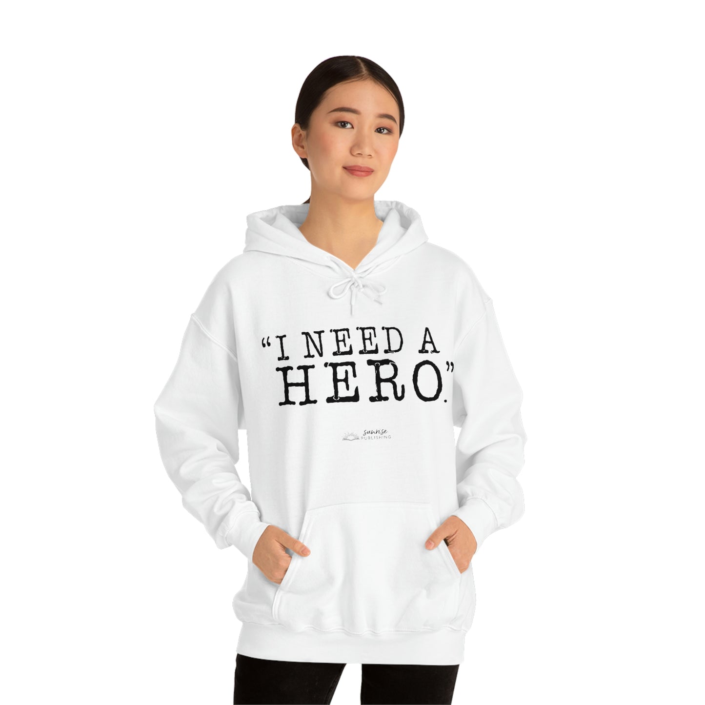 Deep Haven "I need a hero." Double Sided - - Heavy Blend™ Hooded Sweatshirt