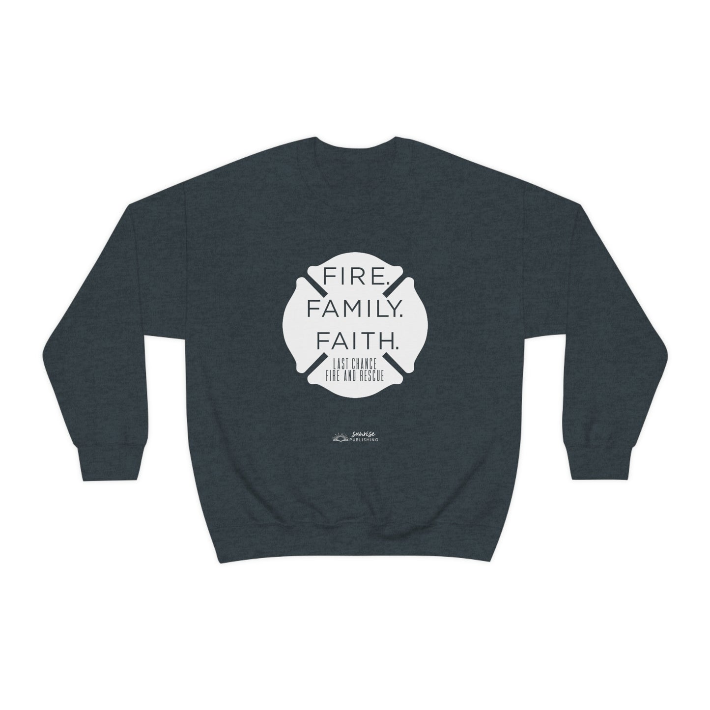 "Fire. Family. Faith." - Unisex Heavy Blend™ Crewneck Sweatshirt