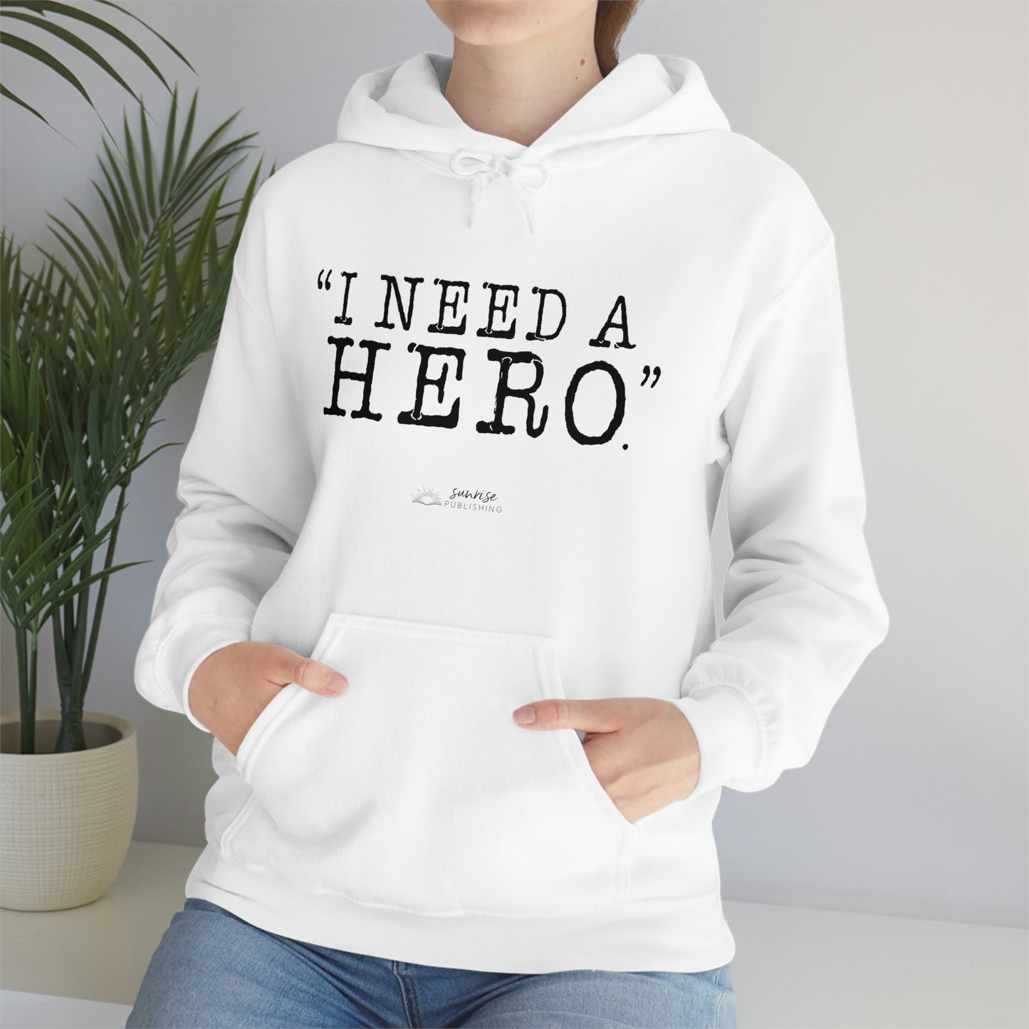 Deep Haven "I need a hero." Double Sided - - Heavy Blend™ Hooded Sweatshirt