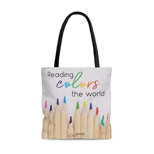 "Reading colors the world." - Tote Bag