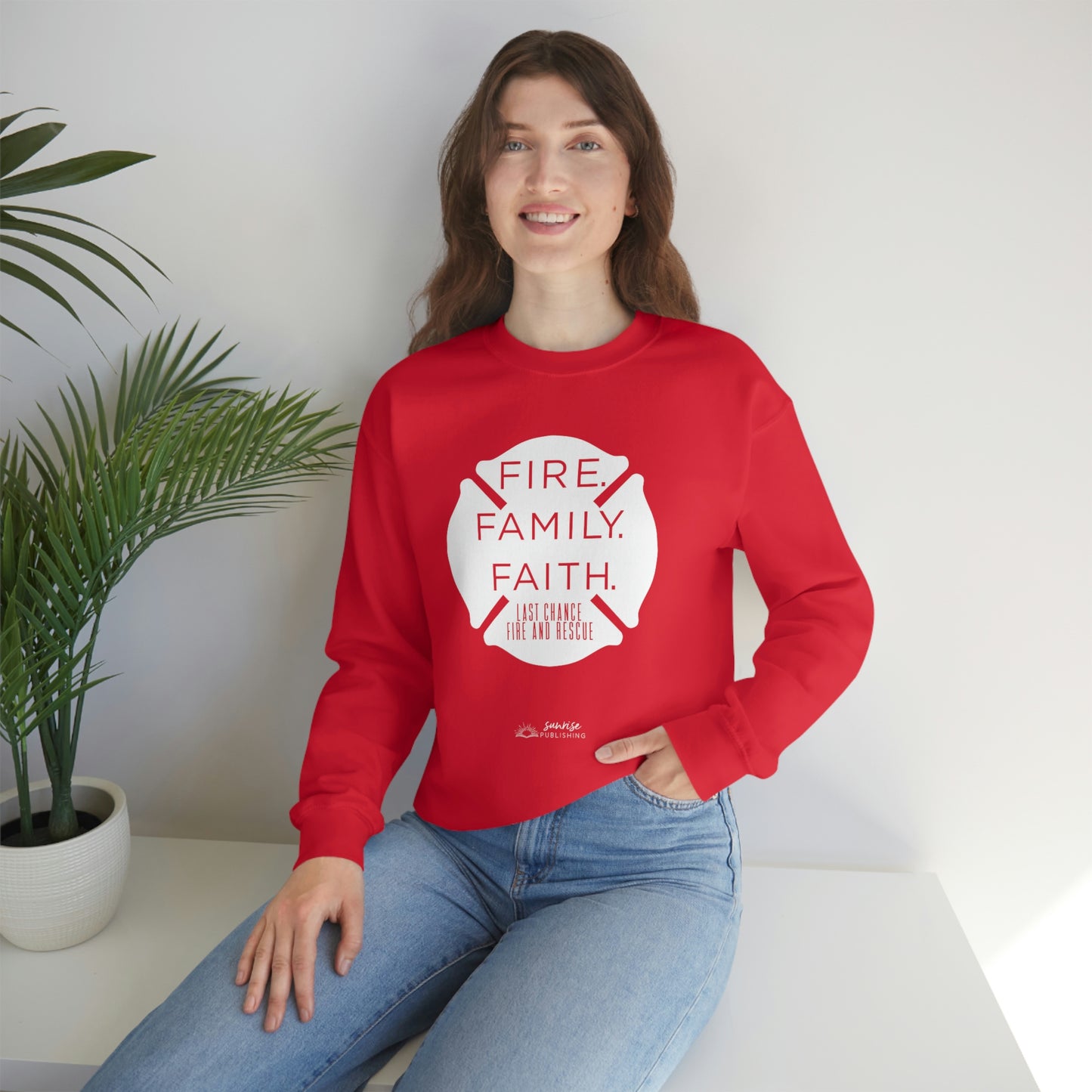 "Fire. Family. Faith." - Unisex Heavy Blend™ Crewneck Sweatshirt