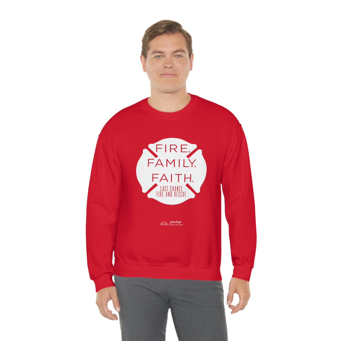 "Fire. Family. Faith." - Unisex Heavy Blend™ Crewneck Sweatshirt