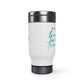 "Have Book will travel" Stainless Steel Travel Mug with Handle, 14oz