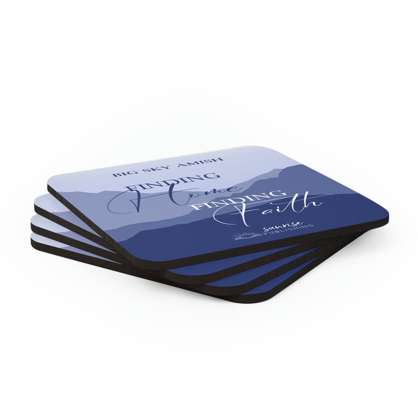 "Finding Hope Finding Faith" (BLUE) - Big Sky Amish - Set of 4 Coasters