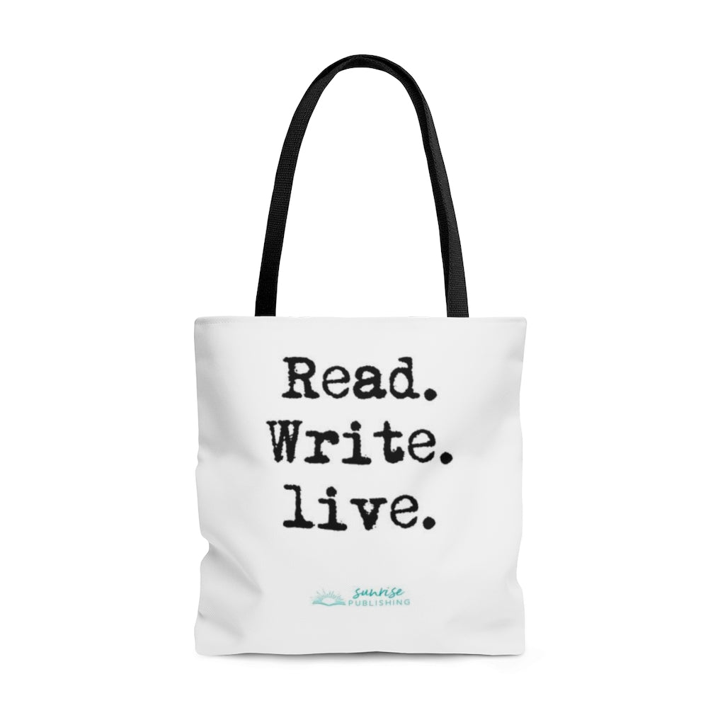 "Read. Write. Live." - Tote Bag