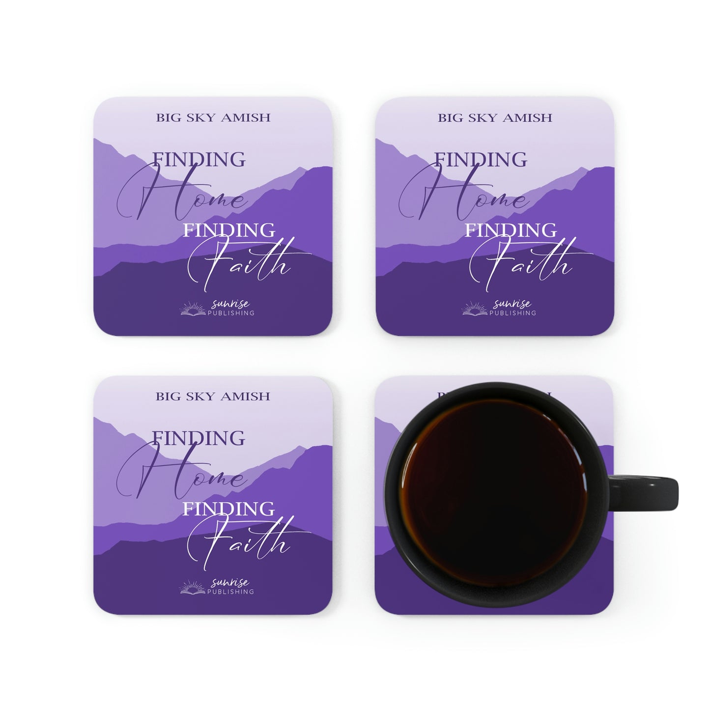 "Finding Hope Finding Faith" (PURPLE) - Big Sky Amish - Set of 4 Coasters