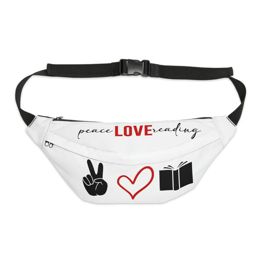 Peace Love Reading - White - Large Fanny Pack