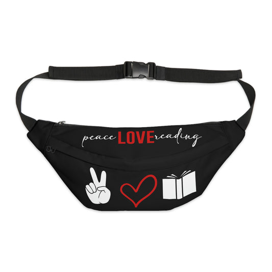 Peace Love Reading - Black - Large Fanny Pack