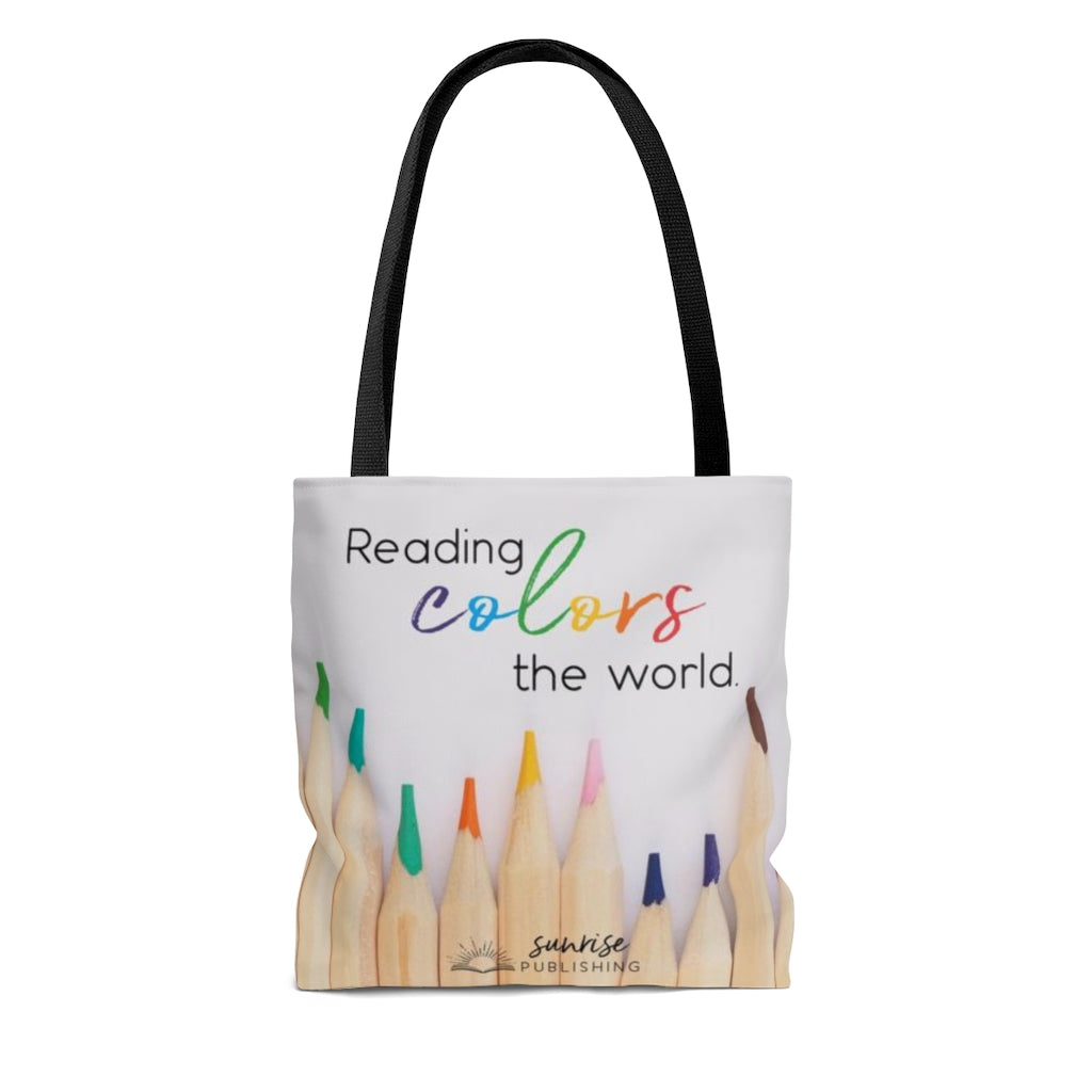 "Reading colors the world." - Tote Bag