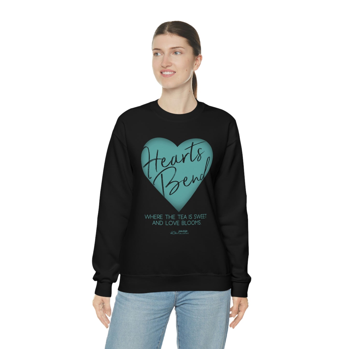 Hearts Bend "Where the tea is sweet and love blooms." - Unisex Heavy Blend™ Crewneck Sweatshirt