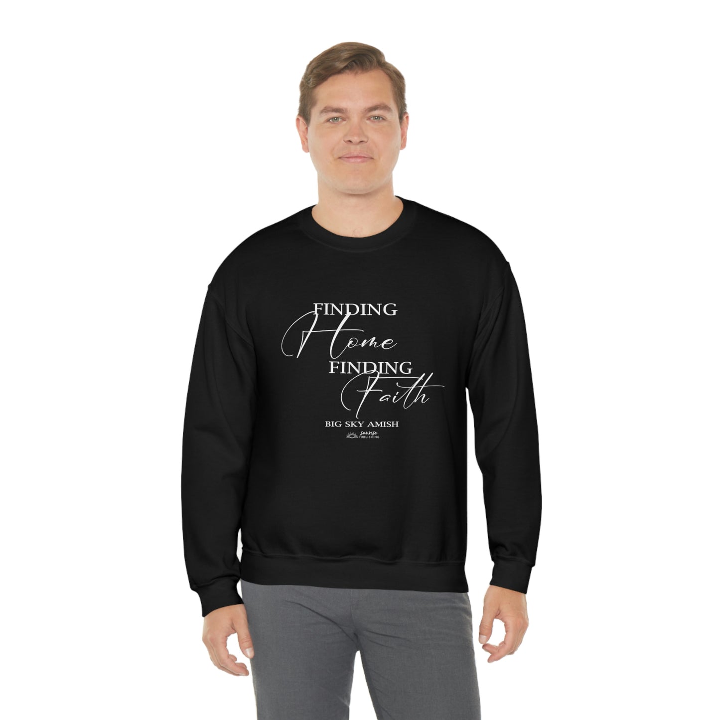 Big Sky Amish "Finding Home Finding Faith" - Unisex Heavy Blend™ Crewneck Sweatshirt