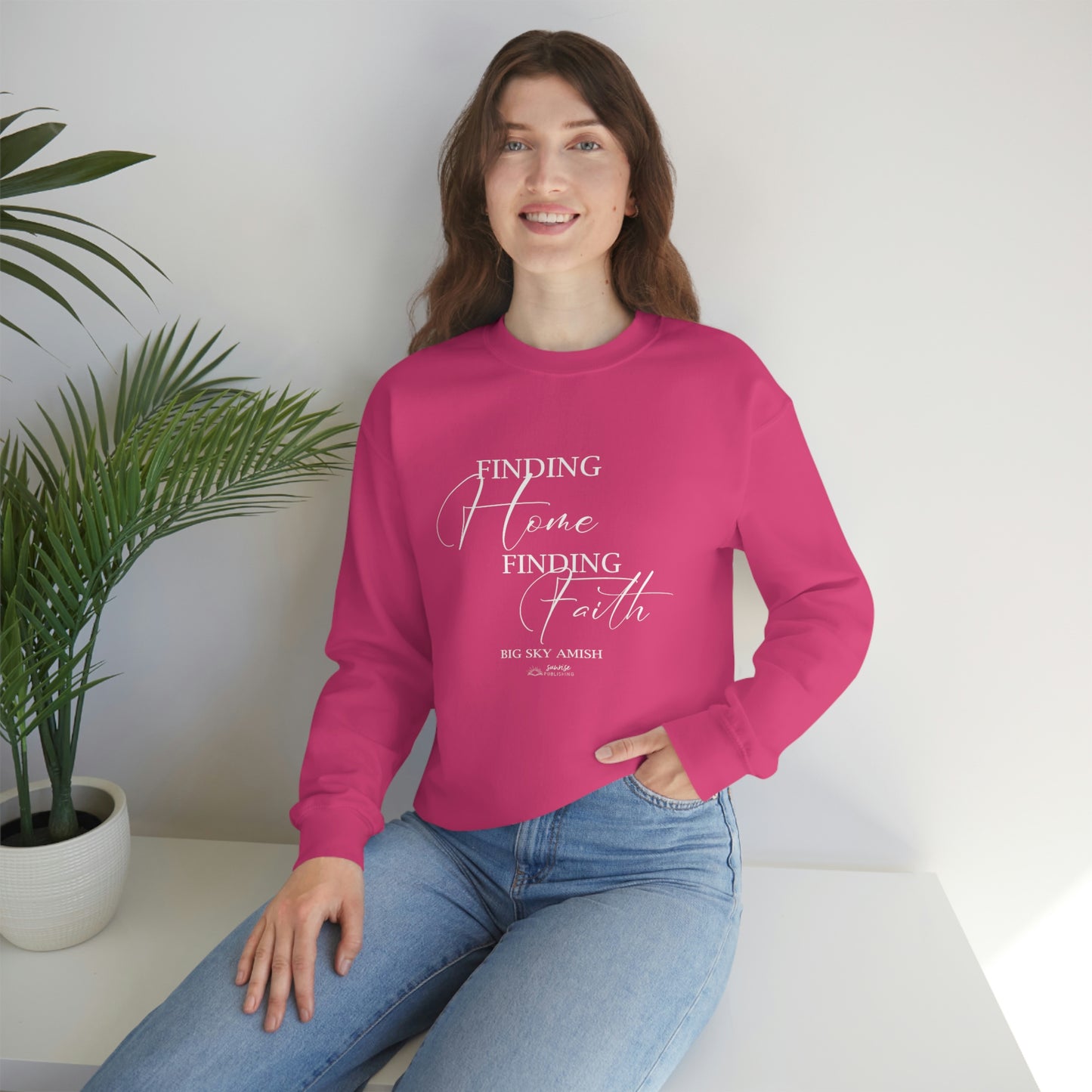 Big Sky Amish "Finding Home Finding Faith" - Unisex Heavy Blend™ Crewneck Sweatshirt