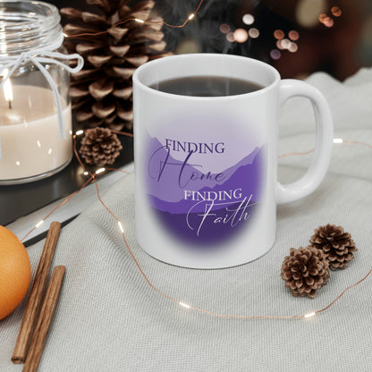 "Finding Home Finding Faith." [PURPLE] - White Mug 11oz