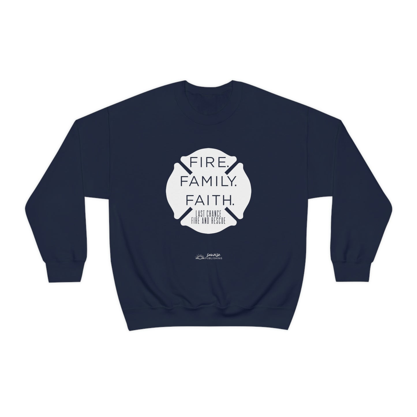 "Fire. Family. Faith." -  Unisex Heavy Blend™ Crewneck Sweatshirt