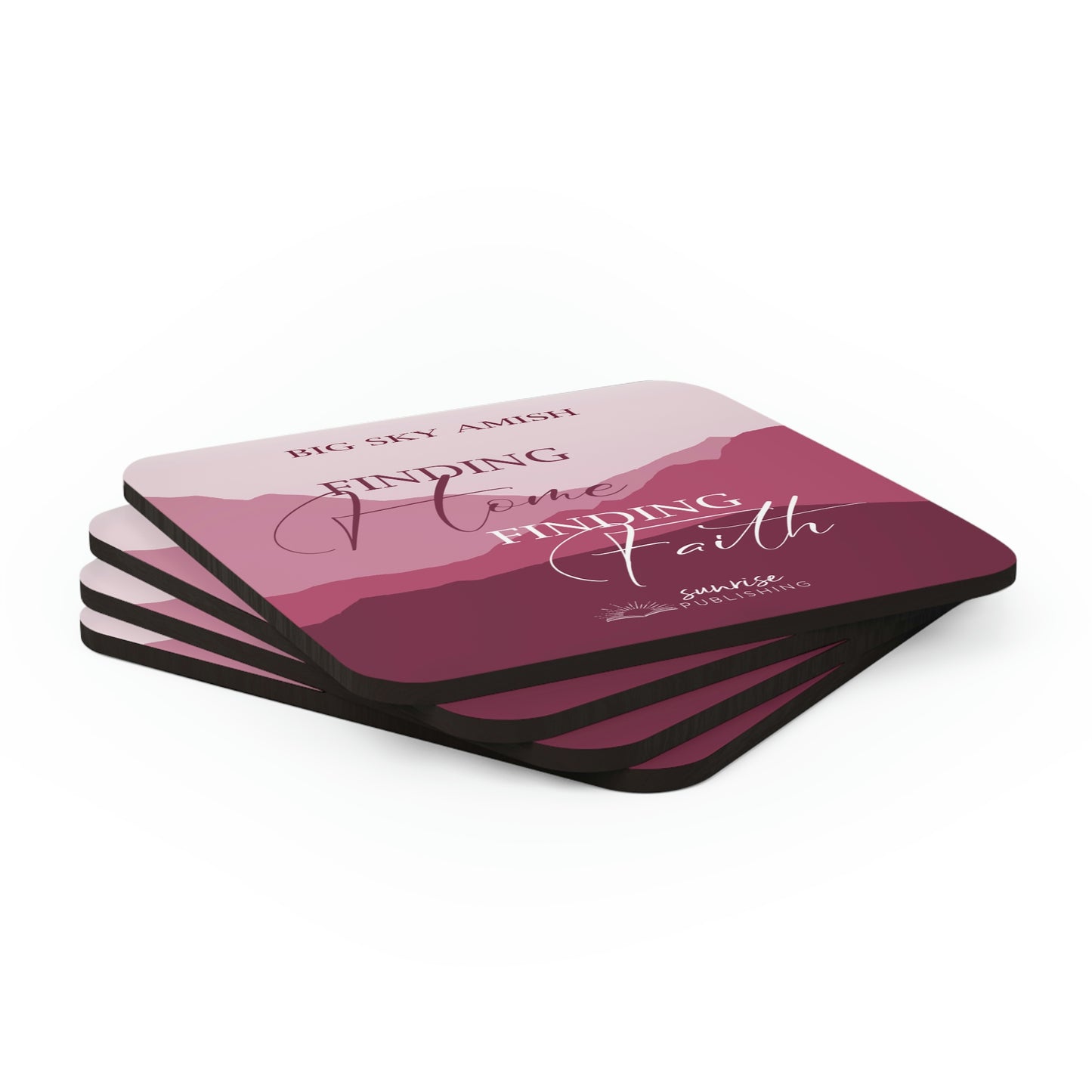 "Finding Hope Finding Faith" (PINK) - Big Sky Amish - Set of 4 Coasters