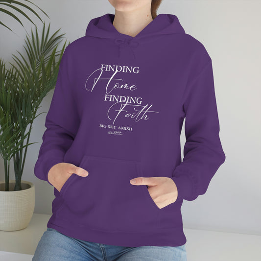 Big Sky Amish "Finding Home Finding Faith" - Heavy Blend™ Hooded Sweatshirt