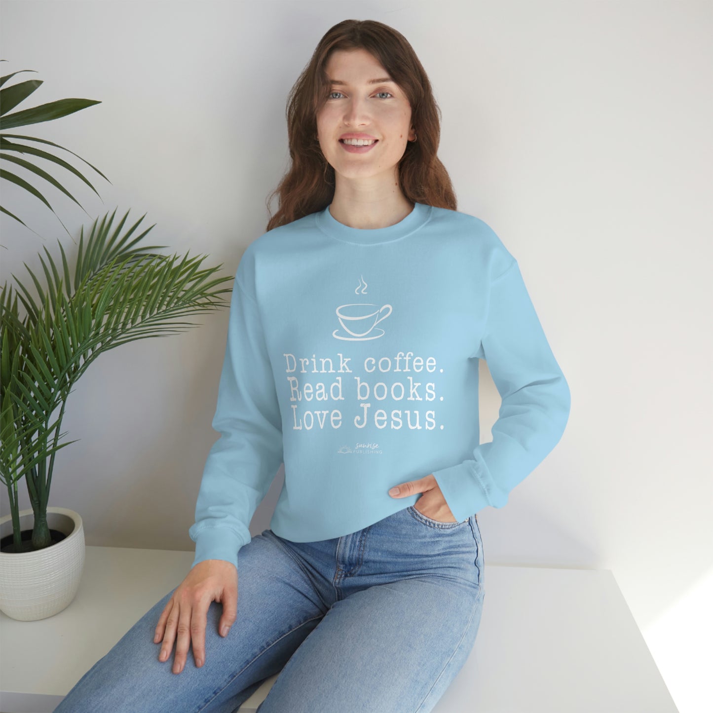 "Drink coffee. Read books. Love Jesus." - Unisex Heavy Blend™ Crewneck Sweatshirt