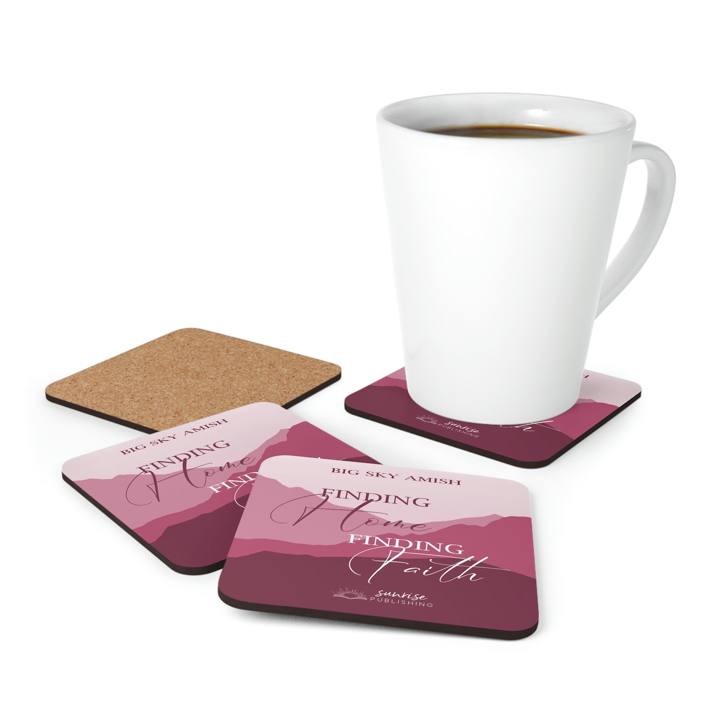 "Finding Hope Finding Faith" (PINK) - Big Sky Amish - Set of 4 Coasters