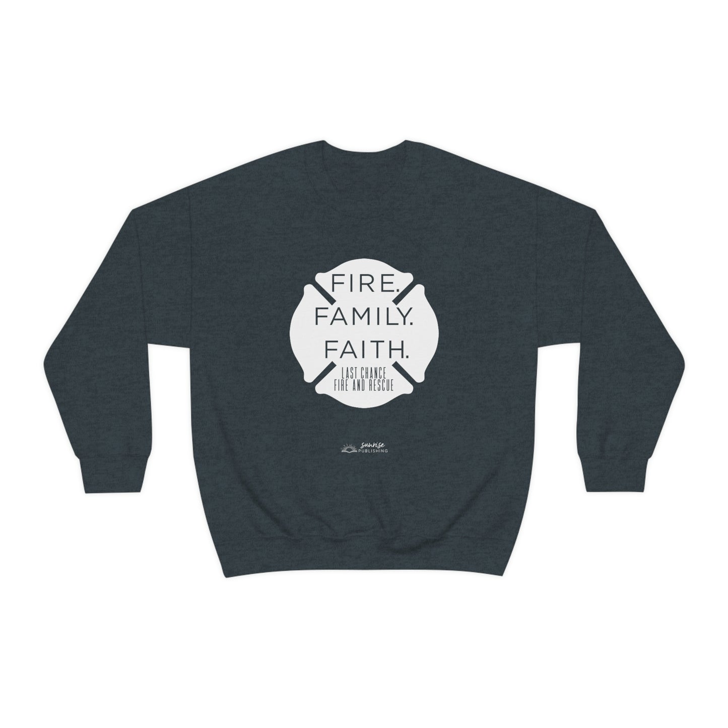 "Fire. Family. Faith." -  Unisex Heavy Blend™ Crewneck Sweatshirt
