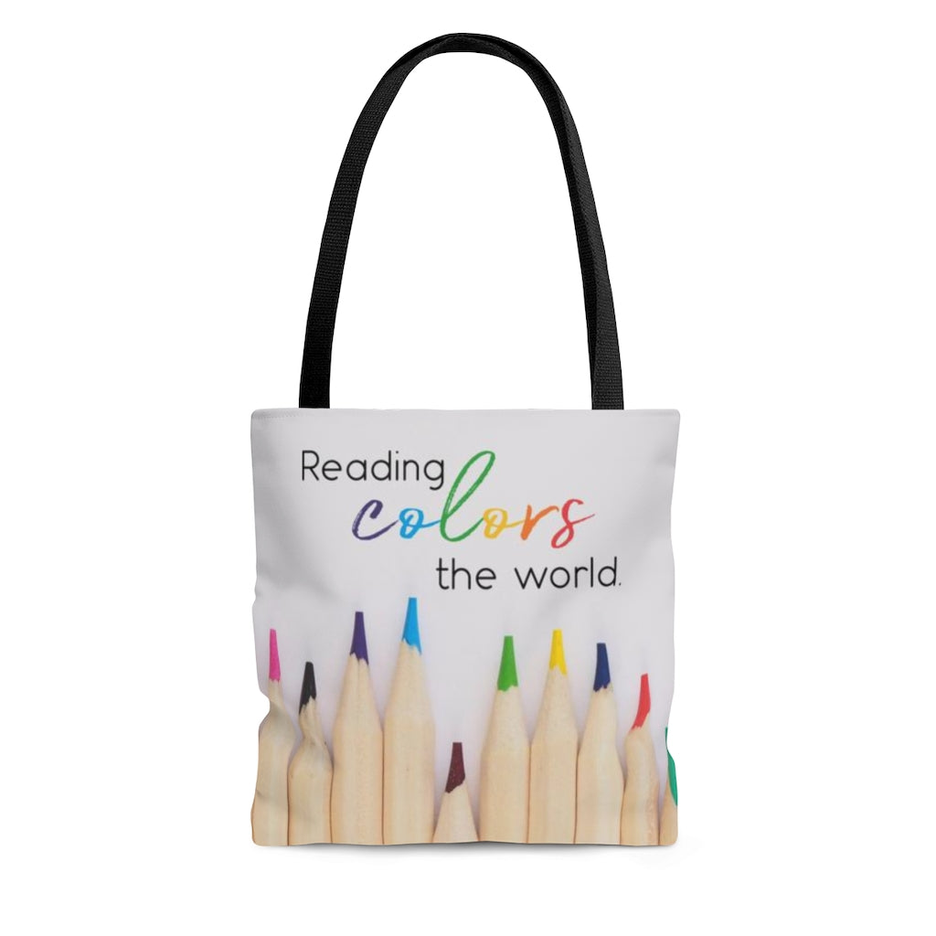 "Reading colors the world." - Tote Bag