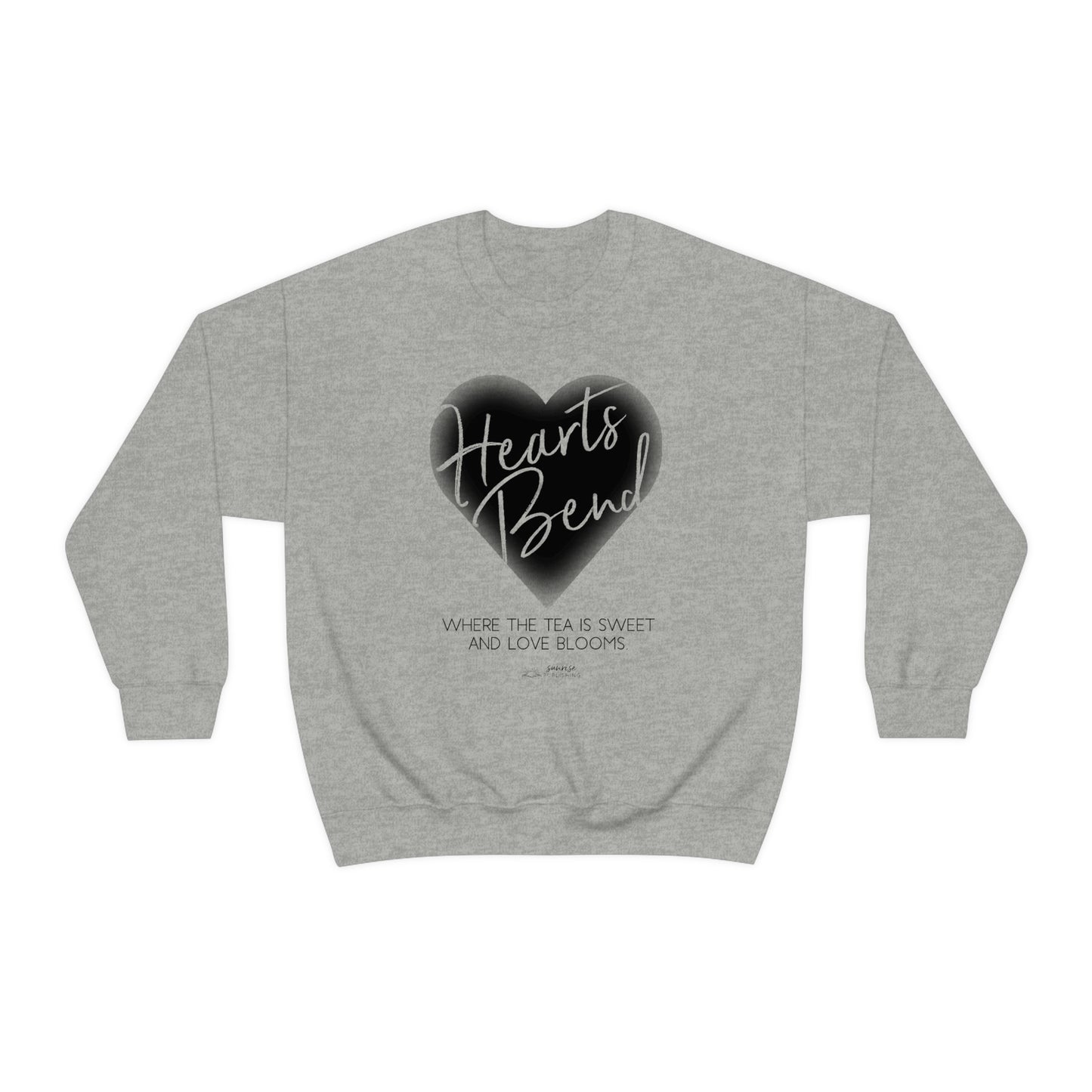 Hearts Bend "Where the tea is sweet and love blooms." - Unisex Heavy Blend™ Crewneck Sweatshirt