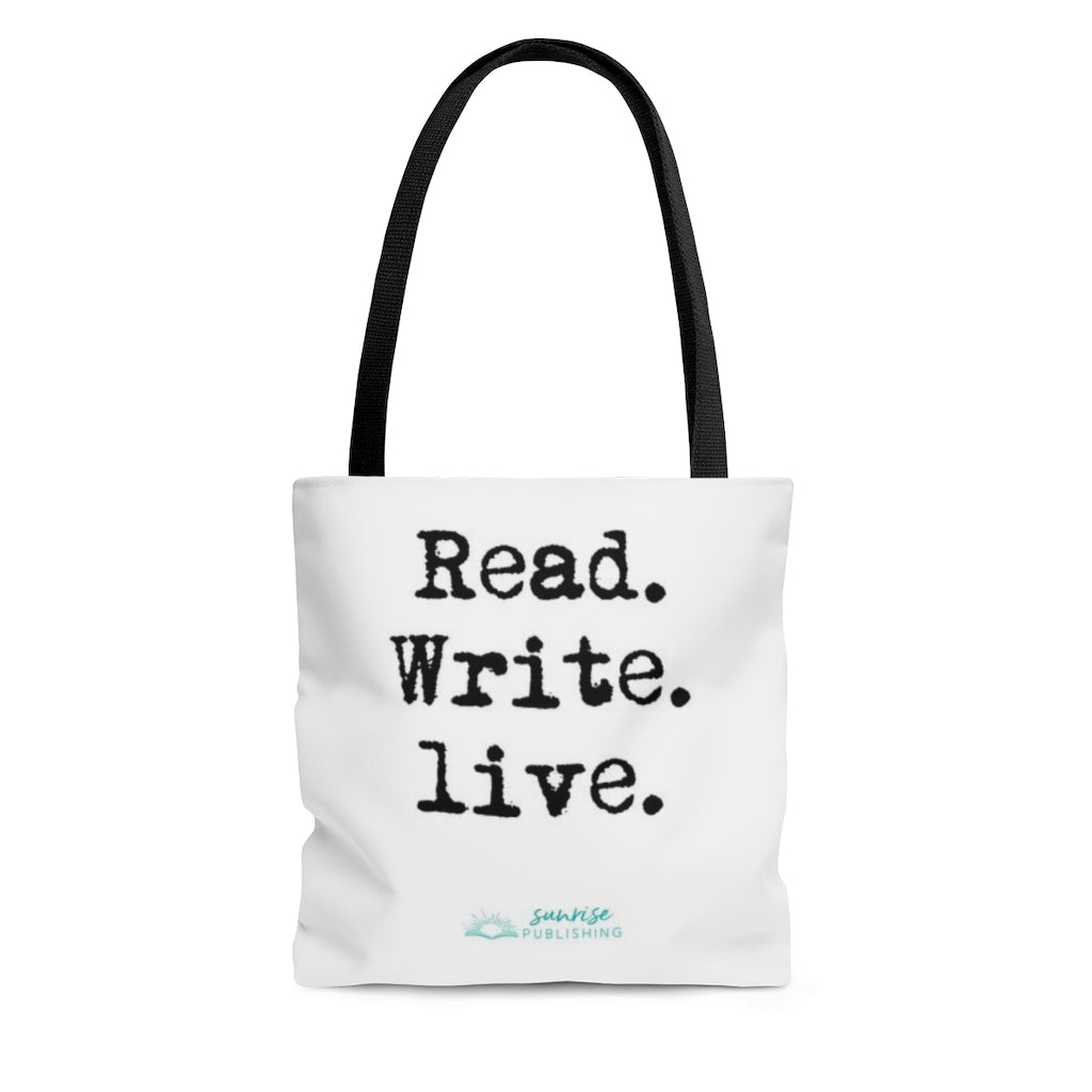 "Read. Write. Live." - Tote Bag