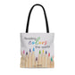 "Reading colors the world." - Tote Bag