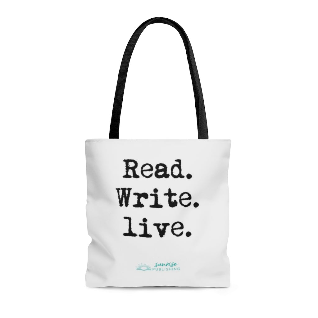 "Read. Write. Live." - Tote Bag