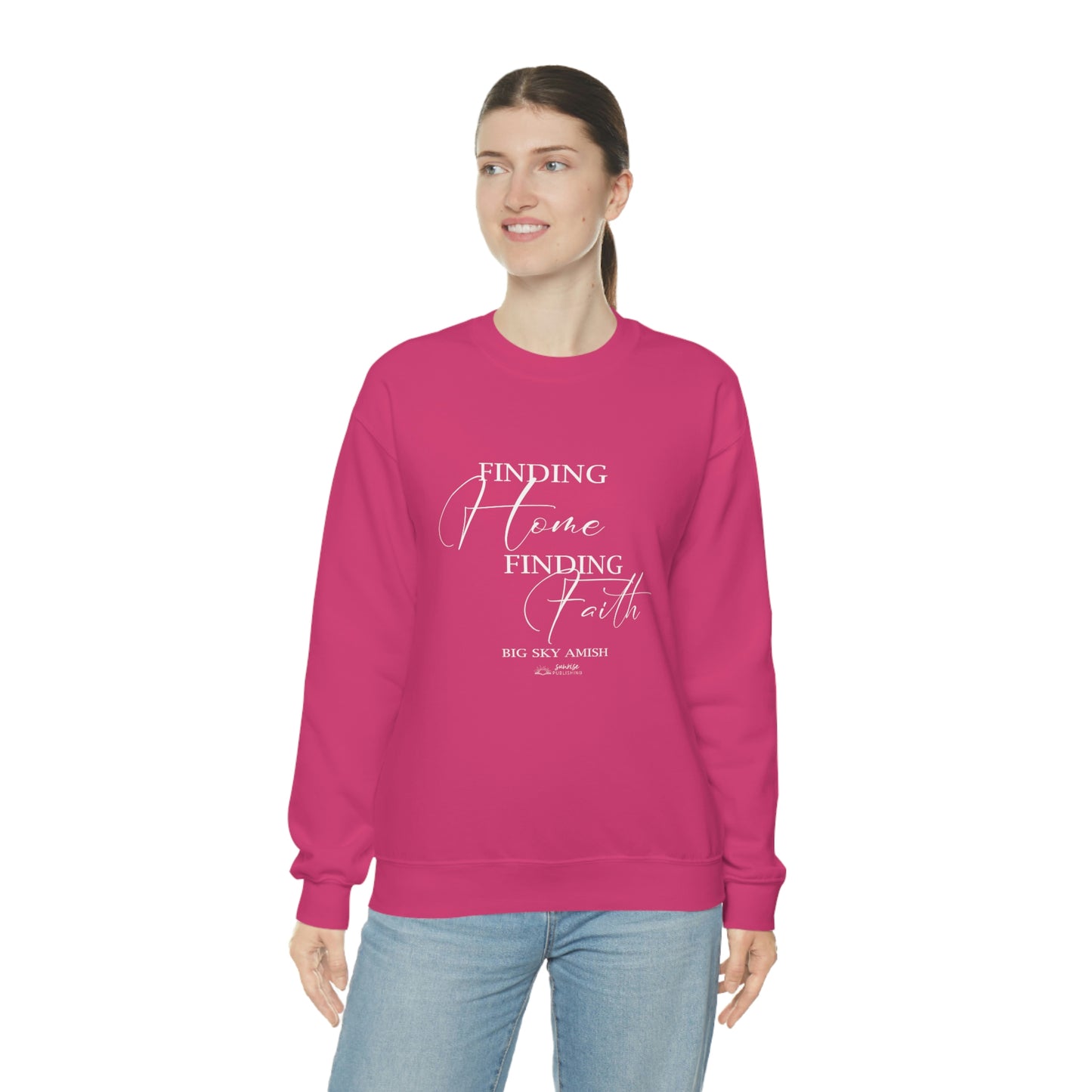 Big Sky Amish "Finding Home Finding Faith" - Unisex Heavy Blend™ Crewneck Sweatshirt