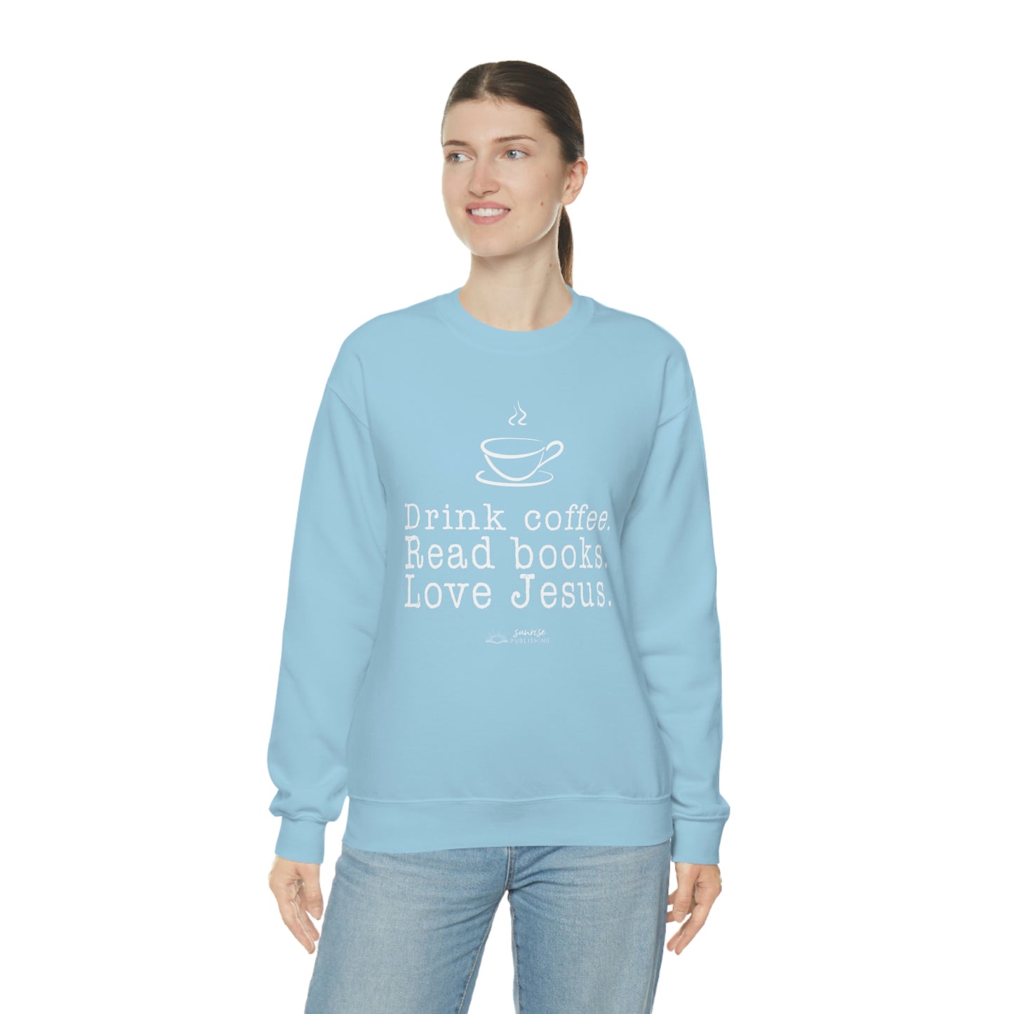 "Drink coffee. Read books. Love Jesus." - Unisex Heavy Blend™ Crewneck Sweatshirt