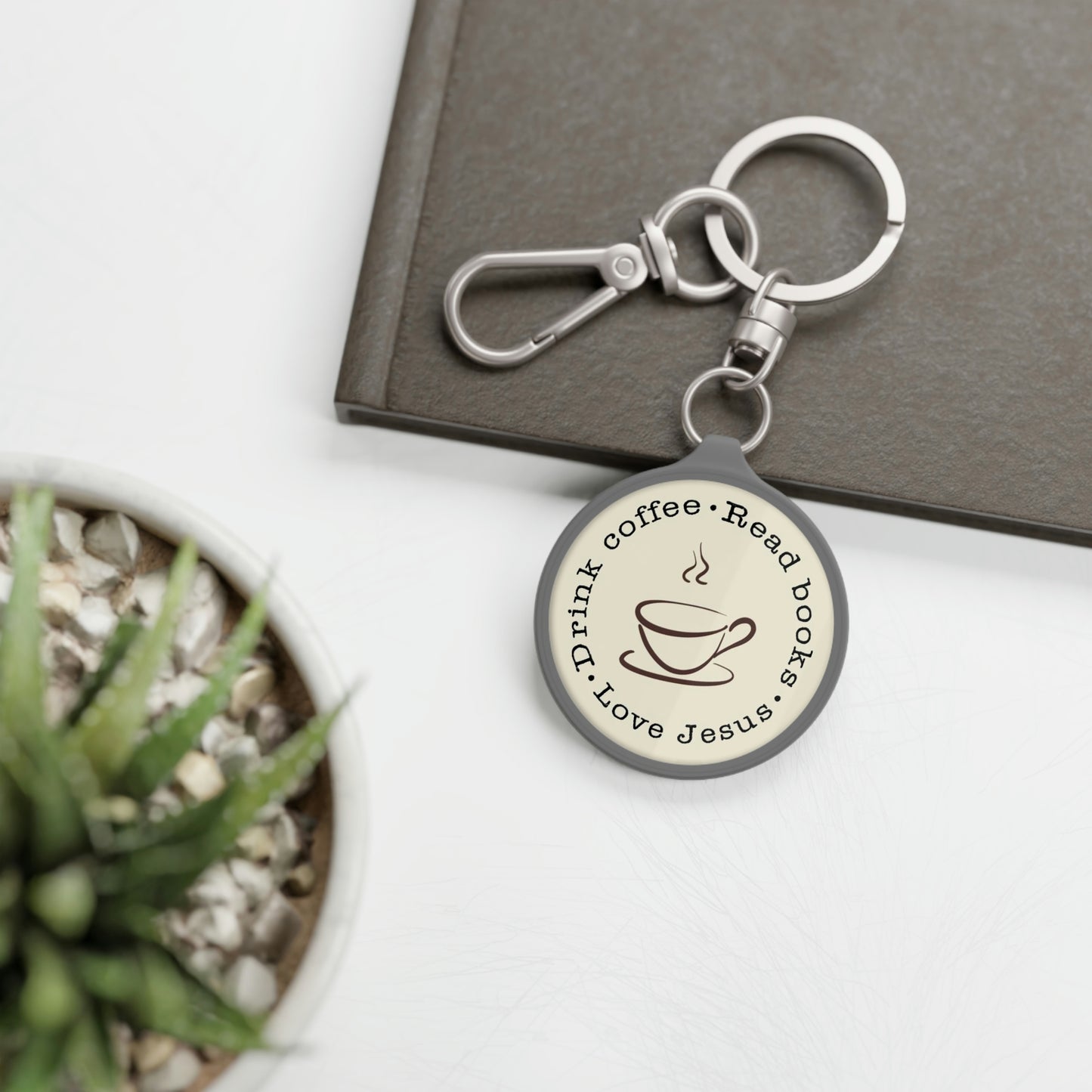 "Drink coffee. Read books. Love Jesus." Keyring Tag