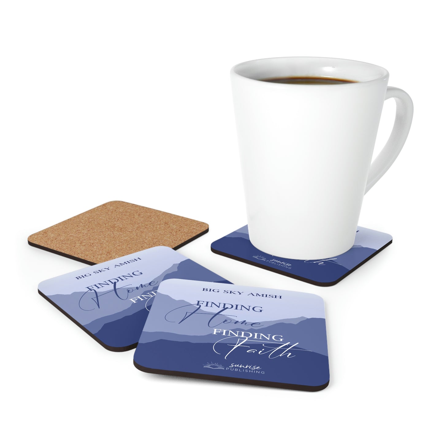 "Finding Hope Finding Faith" (BLUE) - Big Sky Amish - Set of 4 Coasters