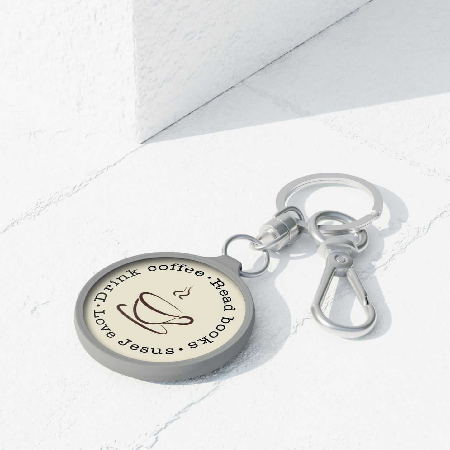 "Drink coffee. Read books. Love Jesus." Keyring Tag